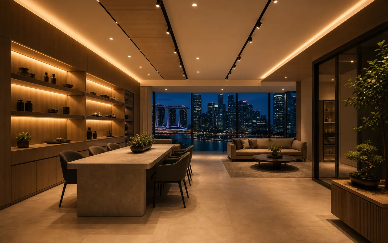 Commercial LED lighting installation in Singapore